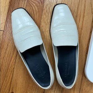 Everlane 90s square toe loafers white croc